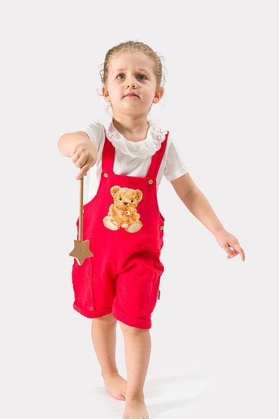 Baby Animals Girl's Summer Muslin Fabric Printed Muslin Bottom Top Children's Slopet