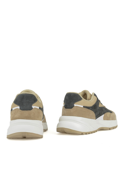 Ziya Men's Beige Sneakers - Genuine Leather, Model 14150Z0009