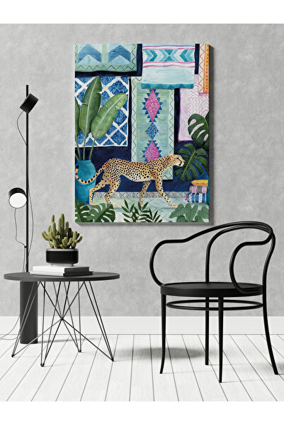 RUGSMODERN Kanvas Tablo Çok Renkli Leopar Desen
