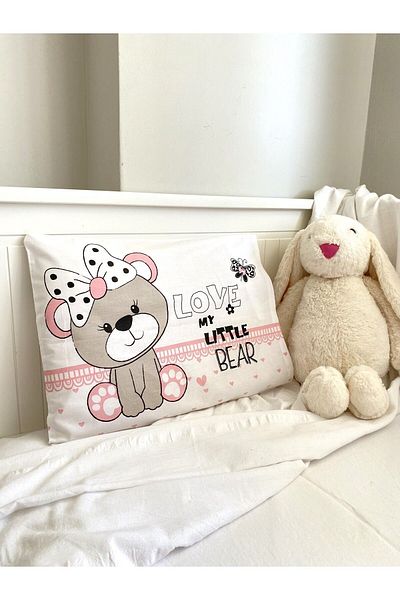 Soft Colours Baby Kids Pillow Case 35x45 (2 Pieces) Pink Teddy Bear