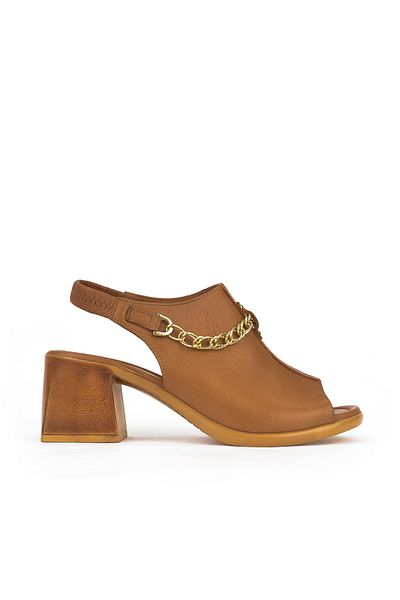 Ziya Genuine Leather Women's Heeled Sandals - 141992 Z12009 Tan