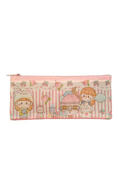 Bluoksweet PVC transparent waterproof transparent striped zipper pencil case