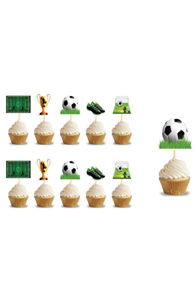 Trend Hediye Sepeti 10'lu Futbol Temalı Kürdan , Pasta Süsü , Kek Kürdanı , D...