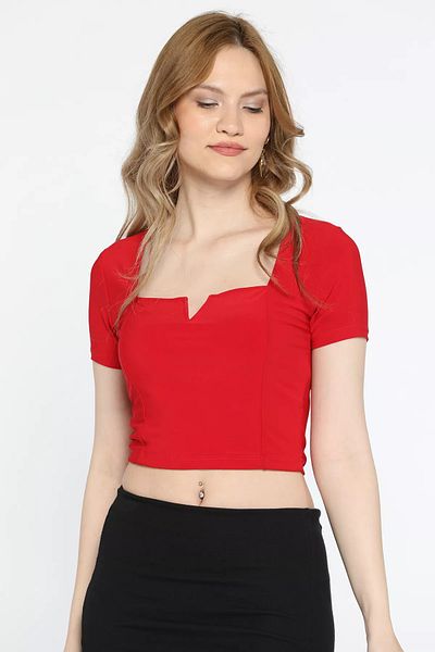 GÜLSELİ Γυναικεία μπλούζα Lycra Red Square γιακά