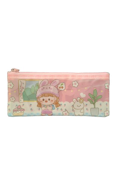 Bluoksweet PVC transparent waterproof transparent striped zipper pencil case