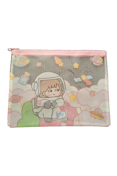 Bluoksweet PVC Transparent Waterproof Clear Striped Zippered File Folder For Kids