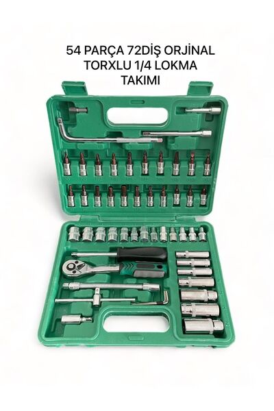 Melzohome LOKMA TAKIMI 54 PARÇA 72 DİŞ  TORXLU  1/4 LOKMA TAKIMI