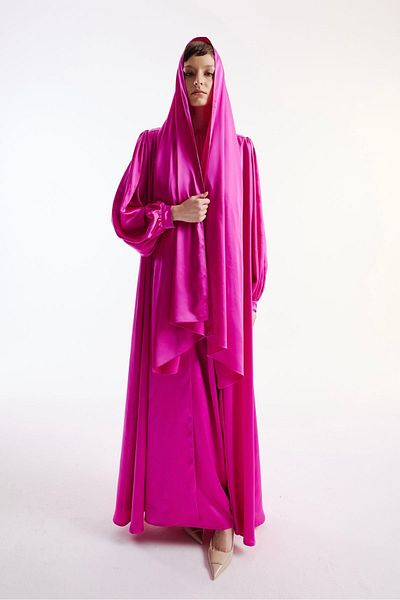 Nuum Design Satin Abaya and Shawl Dress Set - Set of 3