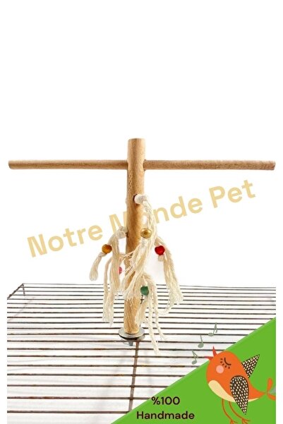 NOTREMONDEPET Ahşap Ipli T Kuş Tüneği