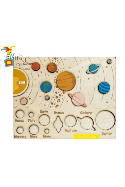 AllFayLazer Boyanabilir Ahşap Uzay Ve Gezegenler Güneş Sistemi Eğitici Oyunca...