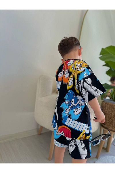 JELİBOOM طقم شورت للأطفال بطبعة سونيك - طباعة كاملة
