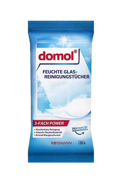DOMOL 20 Pack Wet Cleaning Cloths - for Glass and Bright Surfaces