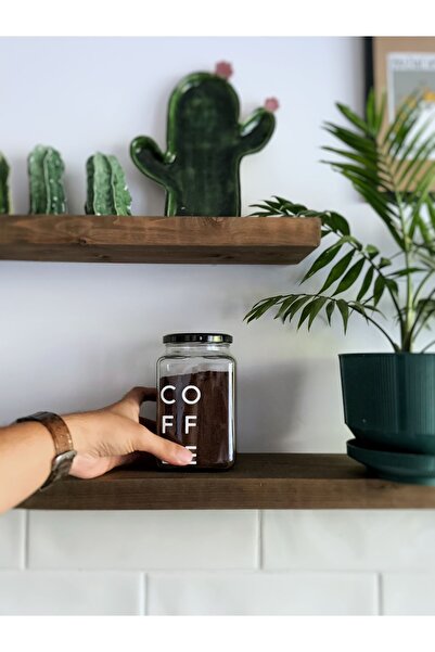 Atölye Merdiven Cam Dekoratif Erzak Kahve Kavanozu Çay Şeker Kavanozu Coffee Etiketli