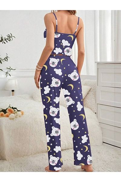 AURA Women's Strappy Long Pajama Set PolarBear6