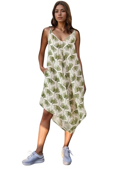 Cassime Літній комбінезон з віскозного льону з зеленим квітковим візерунком -...