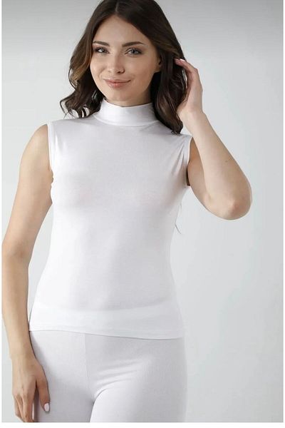 Emsey Ayakkabı & Giyim Half Fisherman Sleeveless Zero Sleeve Black White Viscose Bodysuit