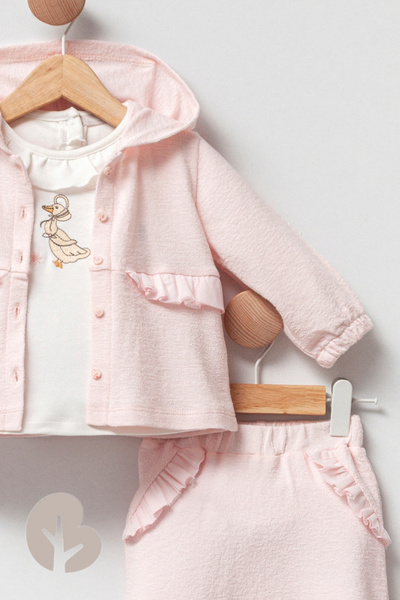 Cassiope Mini Princess Girl Baby 3-Piece Set Cardigan, Sweat and Pants