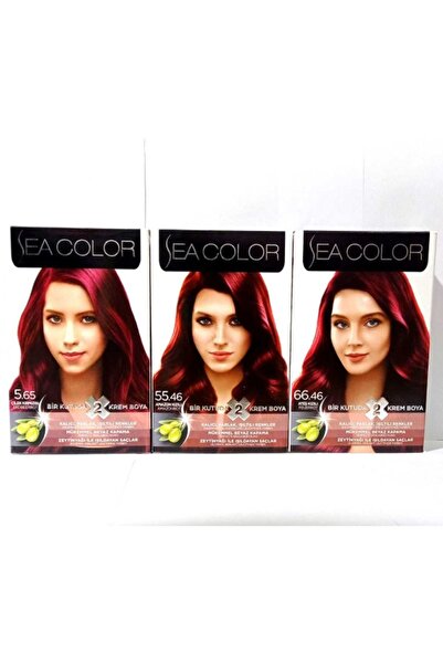 Sea Color Saç Boyası Kızıl Set çilek Kırmızısı 5.65 amazon Kızılı 55.46 Ateş ...