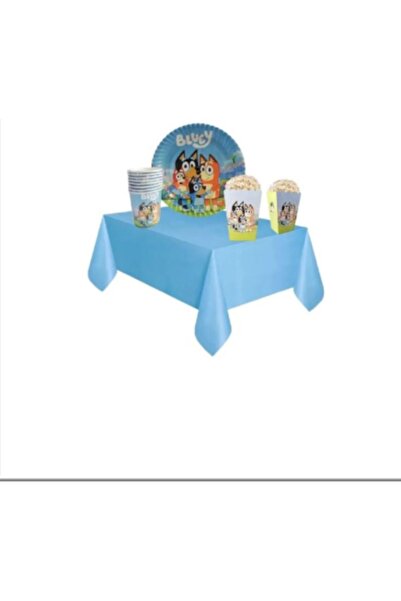 PartAntalya Set Ornamente pentru Ziua de Naștere Personaj Bluey Farfurie Cupă Cutie de Porumb Față de masă