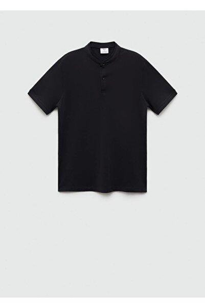 MANGO Man Сорочка-поло з бавовняного піке з коміром Мао