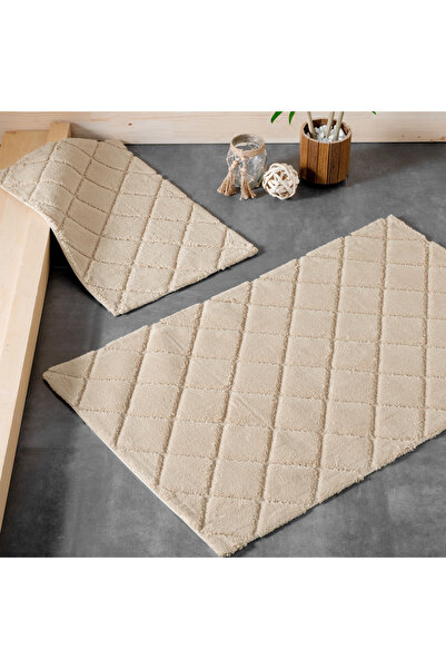 Schafer Home Trio Бежевий бавовняний набір з 2 килимків для ванної кімнати