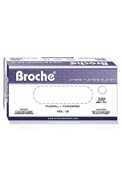 Broche Muayene Eldiveni (M-MEDİUM) (NON-STERİLE) (LATEX) (BEYAZ) (PUDRASIZ) (...