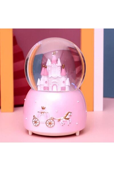 hediyesahibi Şato Temalı Orta Boy Işıklı Müzikli Kar Küresi