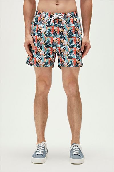 Bad Bear Monstera Printed Swim Shorts Marshmallow White Men's Shorts Swimsuit