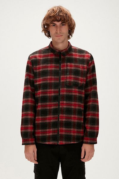 Bad Bear Micah Black/Red Checked Zippered Men's Shirt Jacket