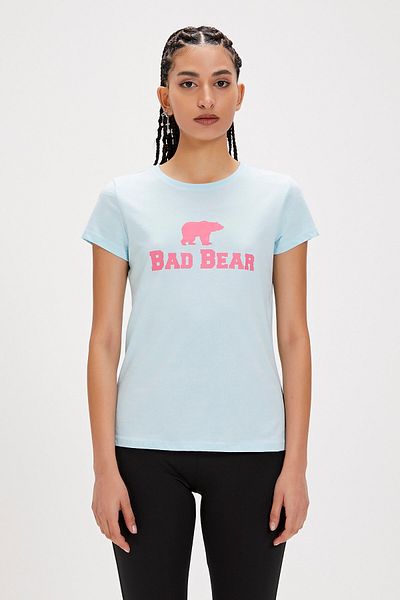 Bad Bear Logo Tee Sky Blue Logo Printed Basic Women's T-Shirt