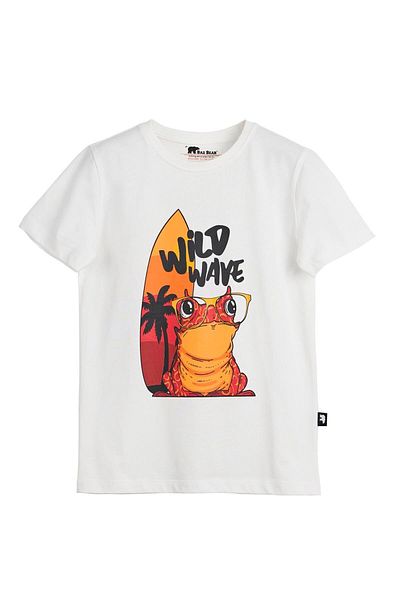 Bad Bear Wave White Printed Children's T-Shirt