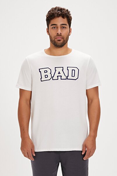 Bad Bear تي شيرت أبيض مطبوع للرجال