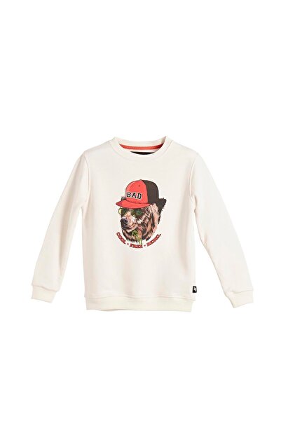 Bad Bear Rabel Crewneck Kids Off-white White Printed Children's Sweatshirt