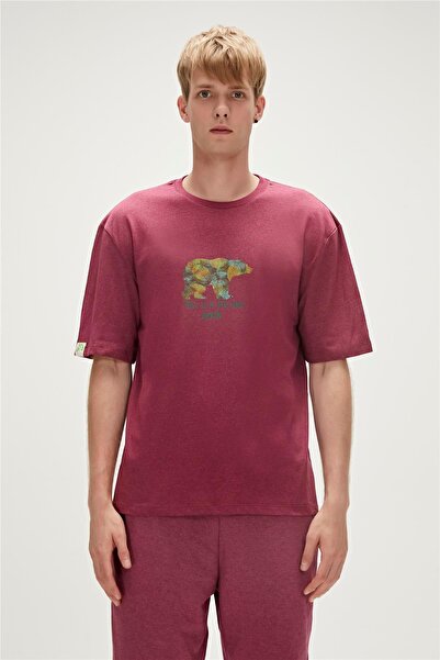 Bad Bear Re-finger Recycle Bordo T-shirt Baskılı Erkek Tişört