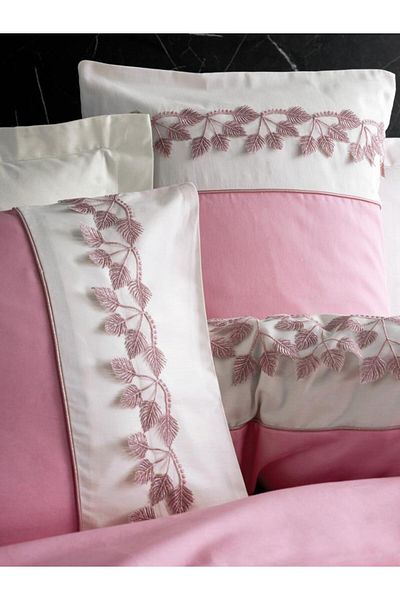 Cotton Box Σετ Παπλωματοθήκη Κεντητό Διπλό Σατέν Niobe Pink
