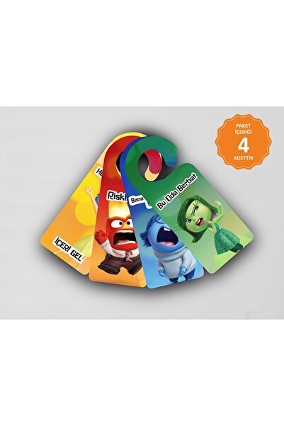 Yaprak Hediyelik Ters Yüz "inside Out 2 4lü  Ahşap Kapı Askısı Model 3