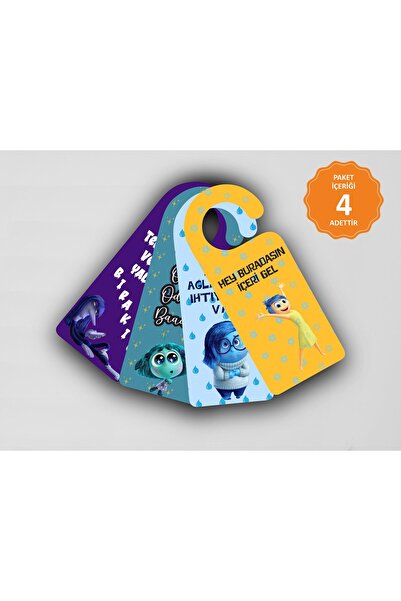 Yaprak Hediyelik Ters Yüz "inside Out 2 4lü  Ahşap Kapı Askısı Model 2