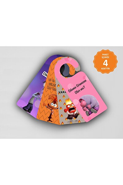 Yaprak Hediyelik Ters Yüz "inside Out 2 4lü  Ahşap Kapı Askısı Model 4