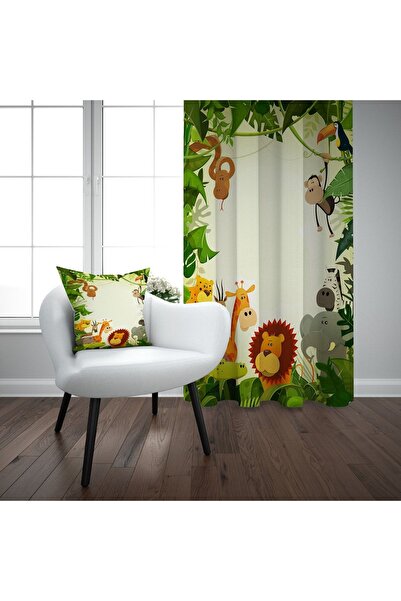 EVSEHOMES Animale din pădure Camera copiilor Cortina de fundal cu o singură a...