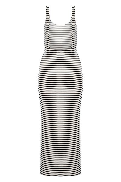 La Sarta Rochie decoltată cu bretele camisole cu dungi alb-negru