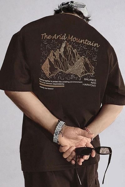 Teenage Millionaire Ανδρικό T-shirt Arid Mountain Oversize καφέ Salas Boyfriend