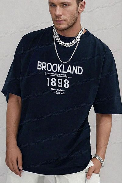 Teenage Millionaire Ανδρικό μπλουζάκι Salas με εμπριμέ Navy Blue Oversize 1898