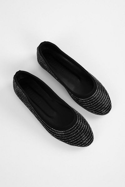 SOLMAZ Μπαλαρίνες HARPER Platinum Satin - Stone Embroidered Ballet