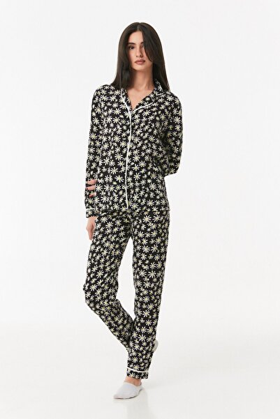 Fulla Moda Floral Printed Buttoned Pajamas Set