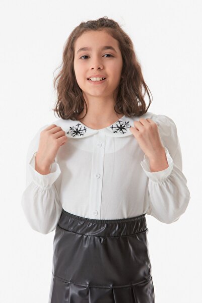 Fulla Moda Faux Leather Embroidered Collar Girl's Set