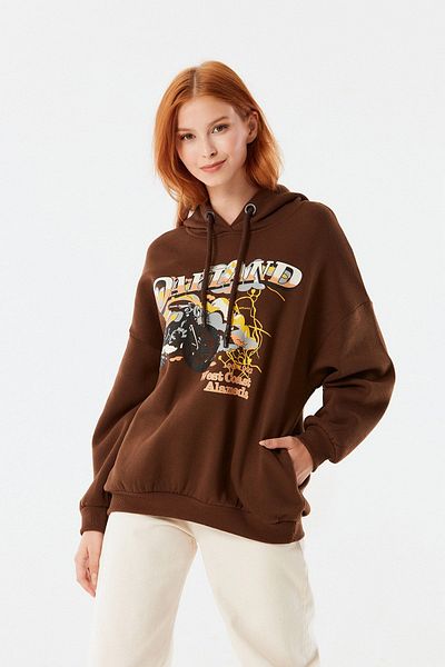 Fulla Moda Hanorac oversize cu glugă imprimat