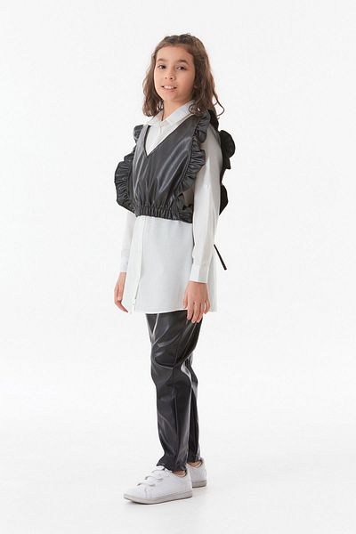 Fulla Moda Leather Side Tie Girl's Set