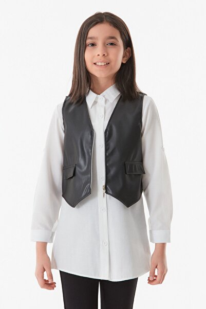 Fulla Moda Κοστούμι για κορίτσι με φανελάκι από συνθετικό δέρμα