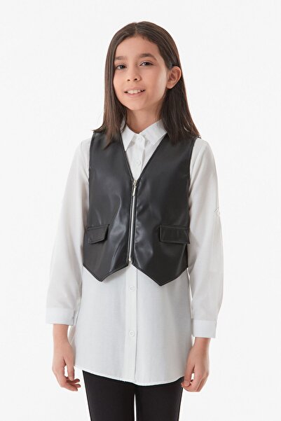 Fulla Moda Κοστούμι για κορίτσι με φανελάκι από συνθετικό δέρμα