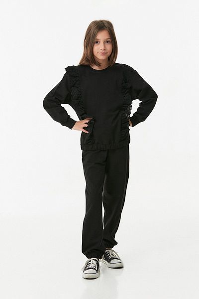 Fulla Moda Laced Crew Neck Girl's Suit